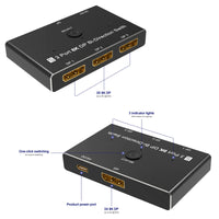 1 x RAW Customer Returns CABLEDECONN DisplayPort 8K DP 1.4 Switch 3In 1Out 1In 3Out Bi-Direction 8K 30Hz 4K 144Hz Splitter Converter for Multiple Source and displays - RRP €35.99