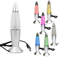 2 x RAW Customer Returns Riaxuebiy Glitter Lava Lamp LED Vintage Mini 7.28 Night Light Lamp with USB Multi Color Changing Rocket Light for Kids Boys Girls Bedroom Gift Silver, USB  - RRP €36.28