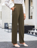 1 x Brand New SEBOWEL Wide Trousers Women Casual Trousers Elastic Waist Long Trousers Elegant Business Trousers with Pockets Green XL - RRP €27.6