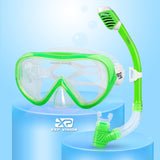 1 x RAW Customer Returns Snorkel set for children, diving goggles, children s anti-fog and dry snorkel, anti-leak diving mask, dry snorkel, snorkeling set for boys and girls green set . - RRP €30.24