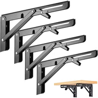 1 x RAW Customer Returns Wall folding console, trounistro pack of 4 folding consoles, stainless steel folding consoles, heavy duty console, shelf bracket, angle bracket, space-saving DIY bracket, load capacity 50kg 110lb 8 , black  - RRP €16.13