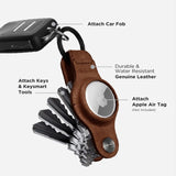 1 x RAW Customer Returns KeySmart Air Compact Key Holder for Airtag Key Organizer and Case for Apple Airtag Brown Leather  - RRP €35.28