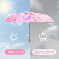 3 x Brand New Xuniea 2 Pack Children s Pocket Umbrellas with Reflective Strip Children Umbrellas with Rainbow Horse Mermaid Design Windproof Travel Umbrella UV Protection UPF 50 Children s Umbrella for Girls - RRP €66.54