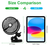 1 x RAW Customer Returns ELZO USB Fan, 5000mAh Quiet Mini Table Fan Clip Fan, Auto-Oscillating, 360 Rotation Rechargeable Stepless Speed Portable Fan for Office Stroller, 13cm Blades - RRP €22.36