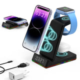 1 x RAW Customer Returns DREU 5 in 1 Wireless Charger Foldable Inductive Charging Station, Wireless Charger, Compatible with i-Phone 14 13 12 11 Pro Max Mini XS XR X 8 Samsung, iWatch 8 SE 7 6 5 4 3 2, Air-Pods 2 3 Pro - RRP €25.2