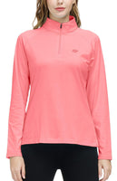 1 x RAW Customer Returns AjezMax women s sports shirt long-sleeved 1 4 zip fleece long-sleeve running shirt warm functional shirt stretch sports long-sleeved shirt for jogging yoga pink size S - RRP €27.99