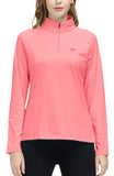 1 x RAW Customer Returns AjezMax women s sports shirt long-sleeved 1 4 zip fleece long-sleeve running shirt warm functional shirt stretch sports long-sleeved shirt for jogging yoga pink size S - RRP €27.99