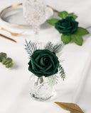 1 x RAW Customer Returns DuHouse Artificial Roses Flowers Fake Foam Roses Heads with Stem Artificial Flowers Rose for Wedding Home Party Baby Shower Valentine s Day Decoration 25 Pieces, Hunt Green  - RRP €18.99