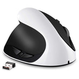 1 x RAW Customer Returns Left Handed Mouse, AURTEC Rechargeable 2.4G Wireless Ergonomic Vertical Mice with USB Receiver, 6 Buttons and 3 Adjustable DPI 800 1200 1600 for Left Handed Users, White - RRP €32.56