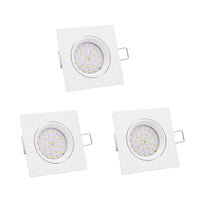 18 x Brand New Lumare LED Dimmable recessed spotlight 4W Set of 3 400lm, IP44 27mm installation depth, 68mm Warm white Angular White Interchangeable lighting module - RRP €521.82