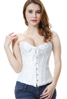 1 x RAW Customer Returns Everbellus Women s Jacquard Overbust Corset Top for Thick Slimming Half Breast Corsage White Large - RRP €22.22