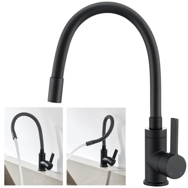 1 x Grifo de cocina flexible negro RAW Customer Returns, grifo de fregadero Auralum giratorio 360, grifo de cocina negro mate, grifo de cocina de alta presión con caño flexible, grifo mezclador de cocina negro - PVP 59,99 € – Jobalots Europe