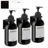 1 x RAW Customer Returns Soap dispenser wall mounting without drilling, set of 3 500ml soap dispenser wall shampoo dispenser shower detergent dispenser shampoo dispenser for kitchen bathroom black2  - RRP €22.61