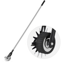 1 x RAW Customer Returns HAUSPROFI lawn edge trimmer with handle, lawn edge trimmer on wheels - lawn edge roller adjustable, 3-part stainless steel handle 100 135 170cm  - RRP €44.93