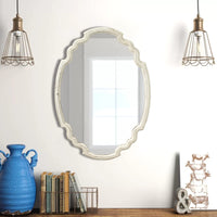 1 x RAW Customer Returns Sintosin Farmhouse Mirror Decorative Wall Mirror Oval 43 x 60 cm, Vintage Mirror Large with Wooden Frame for Living Room, Bedroom, Bathroom, Hallway - RRP €50.41