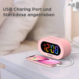 1 x RAW Customer Returns REACHER Digital children s alarm clock with USB charging function, rainbow LED display, 0-100 dimmer, large numbers, 12 24H, adjustable alarm volume, mains powered pink alarm clock for teenagers, girls, boys - RRP €20.99