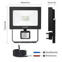 1 x RAW Customer Returns MEIKEE 35W LED spotlight with motion detector outdoor 3000LM 6500K cold white floodlight IP66 waterproof outdoor spotlight for garden, garage, sports field, backyard - RRP €18.14