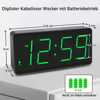 1 x RAW Customer Returns Eachui digital alarm clock battery operated with large numbers, digital alarm clock with LED display, adjustable brightness and volume, snooze, 12 24 hour and DST mode green numbers  - RRP €20.16