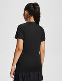 1 x Brand New BALEAF Women s V-Neck Short Sleeve Running T-Shirt Loose Sport Short Sleeve Black XXL - RRP €27.6