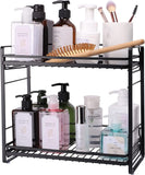 1 x RAW Customer Returns zccz bathroom and kitchen organizer - elegant cosmetic rack made of white metal, space-saving standing shelf, separable spice rack - high-quality organizer with 2 shelves - kitchen and bathroom organizer - RRP €29.99