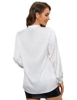 1 x RAW Customer Returns Tapata Blouse Women Elegant Satin Button Down Shirt with Bow Female Shirt Blouse Long Sleeve Business Long Sleeve Shirt, White, XX-Large - RRP €35.99