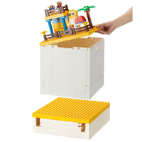 1 x RAW Customer Returns SHIMOYAMA Collapsible Storage Box with Baseplate Lid for Duplo Blocks, 26Qt. Stackable Storage Containers, 25L Foldable Multipurpose Container for Lego Duplo Bricks Yellow  - RRP €52.99