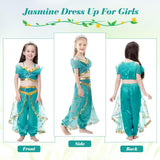 1 x RAW Customer Returns ACWOO Jasmine Princess Costume, Princess Costume Dress for Girls, Aladdin Dancing Tops and Pants, with Wig and Hairnet for Cosplay Carnival Halloween Birthday Fancy Dress 130  - RRP €25.2