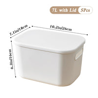 1 x RAW Customer Returns LYLIDIA 5 pieces storage box with lid white 7L storage boxes box lidded stackable decorative box organizer box plastic box boxes storage boxes for bathroom, kitchen shelf, closet, home office - RRP €29.23