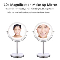 1 x RAW Customer Returns Meowoo Cosmetic Mirror With Light Makeup Mirror LED Make-Up Mirror 10x HD Double-Sided Magnification 360 Degree Adjustable 1pc  - RRP €34.99