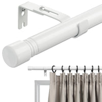 3 x Brand New INFLATION Curtain Rods with Cap Knobs 76-345 cm, White Curtain Rod with Brackets Fitting Set Window Rods for Living Room Outdoor Area - RRP €87.12