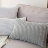 1 x RAW Customer Returns MIULEE Set of 2 cushion covers, corduroy cushion cover, decorative cushion cover, sofa cushion, couch cushion, decorative cushion cover, decorative cushion cover with hidden zip, 30 x 50 cm, light grey - RRP €16.49