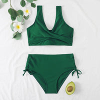 1 x RAW Customer Returns Jarseila Women s Push Up Bikini Set Crossover Bikini Two Piece Swimsuit Sexy V Neck Bikini High Waist Swimwear Green M - RRP €36.99