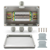 1 x RAW Customer Returns Junction box waterproof IP66, 155 x 90 x 60 mm, SRJQXH feed-through terminal 10-pin UK2.5B terminals with DIN rail, distribution box surface-mounted 1 in 3 out, for control cabinet outside waterproof - RRP €28.24