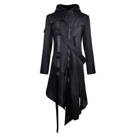 1 x RAW Customer Returns Feynman Men s Vintage Tailcoat Steampunk Gothic Jacket Victorian Retro Medium Long Coat Punk Jacket Carnival Cosplay Costume Hooded Jacket Tuxedo Jacket Uniform Black 5XL - RRP €27.64