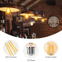 1 x RAW Customer Returns Aigostar LED E27 vintage light bulb 8W replaces 57W , 750 lumens, warm white 2200K, beam angle 330 , A60 Edison lamp filament retro amber flicker-free, CRI 80, 6 pieces - RRP €19.25