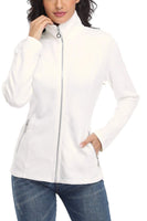 1 x RAW Customer Returns Dilgul women s sweat jacket with stand-up collar, zipper, leisure jacket, long-sleeved, lightweight jacket, white - RRP €41.99