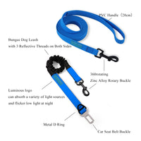 1 x Brand New Wolfone Waterproof Dog Training Leash Set 15.3M Long Blue Dog Leash and Bungee Shock Absorber with Reflective Threads and Car Seat Belt Buckle - RRP €18.0