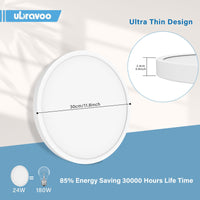 1 x RAW Customer Returns UBRAVOO LED Ceiling Lamp, 24W Ultra Thin Round LED Ceiling Light 30 cm 2100LM 4000K Natural White, LED Ceiling Light for Bathroom Bedroom Kitchen Living Room Dining Room Balcony - RRP €26.0