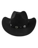 1 x RAW Customer Returns Zylioo felt cowboy hat for large heads, fedora western hat with wide brim, panama hat with belt buckle for men and women - RRP €23.9