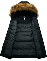 1 x RAW Customer Returns CHERFLY Women s Medium Length Winter Coat Thick Warm Jacket with Removable Fur Hood Black, XL  - RRP €89.98