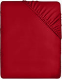 1 x RAW Customer Returns Utopia Bedding - Fitted Sheet 140x200cm - Red - Brushed Polyester Microfiber Fitted Sheet - 35cm Deep Pocket - RRP €12.99