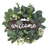 1 x RAW Customer Returns Front door sign wreath, artificial eucalyptus wreath, welcome sign door wreath, front door eucalyptus wreath, for wedding home decoration front door decoration 30 30 cm  - RRP €19.15