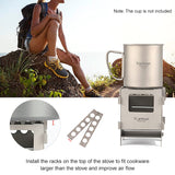 1 x RAW Customer Returns Lixada Portable Foldable Titanium Stainless Steel Camping Wood Stove, Hobo Stove Outdoor Camping Cooking, Picnic Backpacking Stove - RRP €23.99