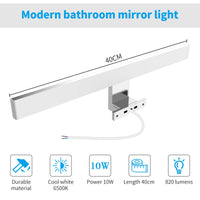 1 x RAW Customer Returns Aourow Bathroom Mirror Lamp 10W, 40CM 820LM Bathroom Mirror Light, Cold White 6500K IP44 Waterproof LED Bathroom Mirror Lamp for Bathroom and Mirror Cabinet CLASS II - RRP €26.99