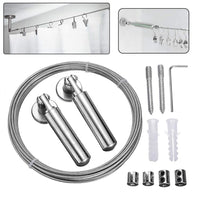 1 x RAW Customer Returns panthem 5M Stainless Steel Curtain Wire with Fixings Set, Picture Hanging Wire Multi-Purpose Set Clothesline Curtain Drape Wire Rod Rope Kit for Hang Photos, Notes, Light and Lamp - RRP €15.12