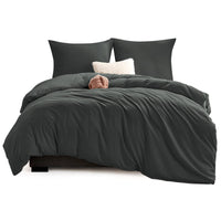 1 x RAW Customer Returns WAVVE bed linen 240x260 3-piece anthracite - duvet cover 240 x 260 set with pillowcases 65x65 cm, bed linen sets 260x240 made of microfiber with zip, soft and non-iron, grey - RRP €28.49