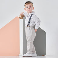 1 x RAW Customer Returns Newborn Gentleman Outfits and Coordinates, Bow Shirt and Suspenders Trousers 5 Pieces 12-18 months, Size 80, Sailing Boat  - RRP €35.99