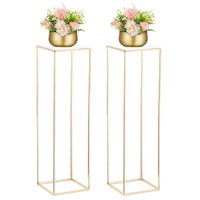 1 x RAW Customer Returns Nuptio Gold Wedding Centerpiece Vase with Acrylic Panel - 2 Pieces 100cm Tall Flower Vases Rectangular Metal Column Flower Stand for Birthday Party Decorations - Geometric Displays - RRP €64.91