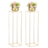 1 x RAW Customer Returns Nuptio Gold Wedding Centerpiece Vase with Acrylic Panel - 2 Pieces 100cm Tall Flower Vases Rectangular Metal Column Flower Stand for Birthday Party Decorations - Geometric Displays - RRP €64.91