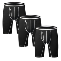 1 x RAW Customer Returns Nuofengkudu Men s Boxer Shorts Long Leg Stretch Cotton Sports Fitness Underpants Men Underwear Breathable Comfortable Retro Shorts 3 Pack Black Size 2XL - RRP €29.23